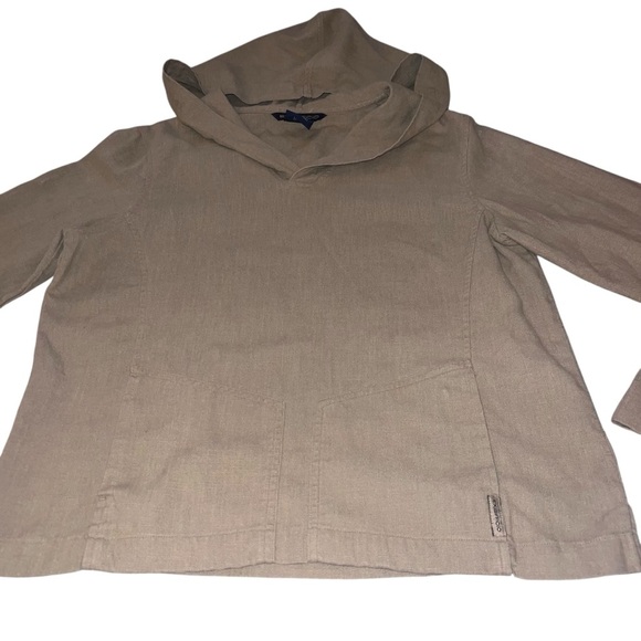 EUC Exofficio Women’s Linen Hooded Long Sleeve Travel Shirt Taupe Olive Small - Picture 2 of 10